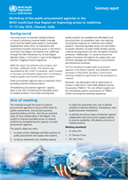 Workshop of the public procurement agencies in the WHO South-East Asia Region on improving access to medicines report page